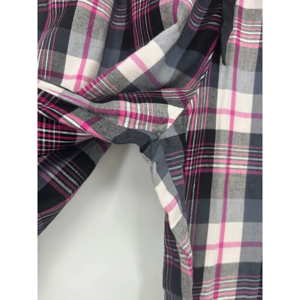 Victoria's Secret Pink & Gray Plaid Pajama Set W/Silver Thread-Womens‎ Sz Large